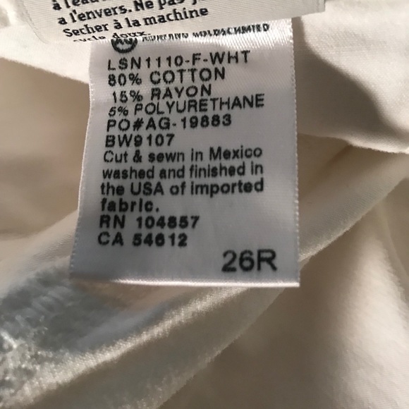 AG The Stilt Jeans- white- size 26- euc- like new! - Picture 3 of 4